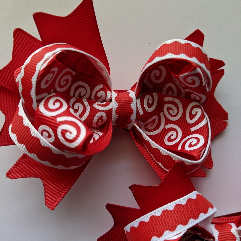 Red and white boutique hairbow